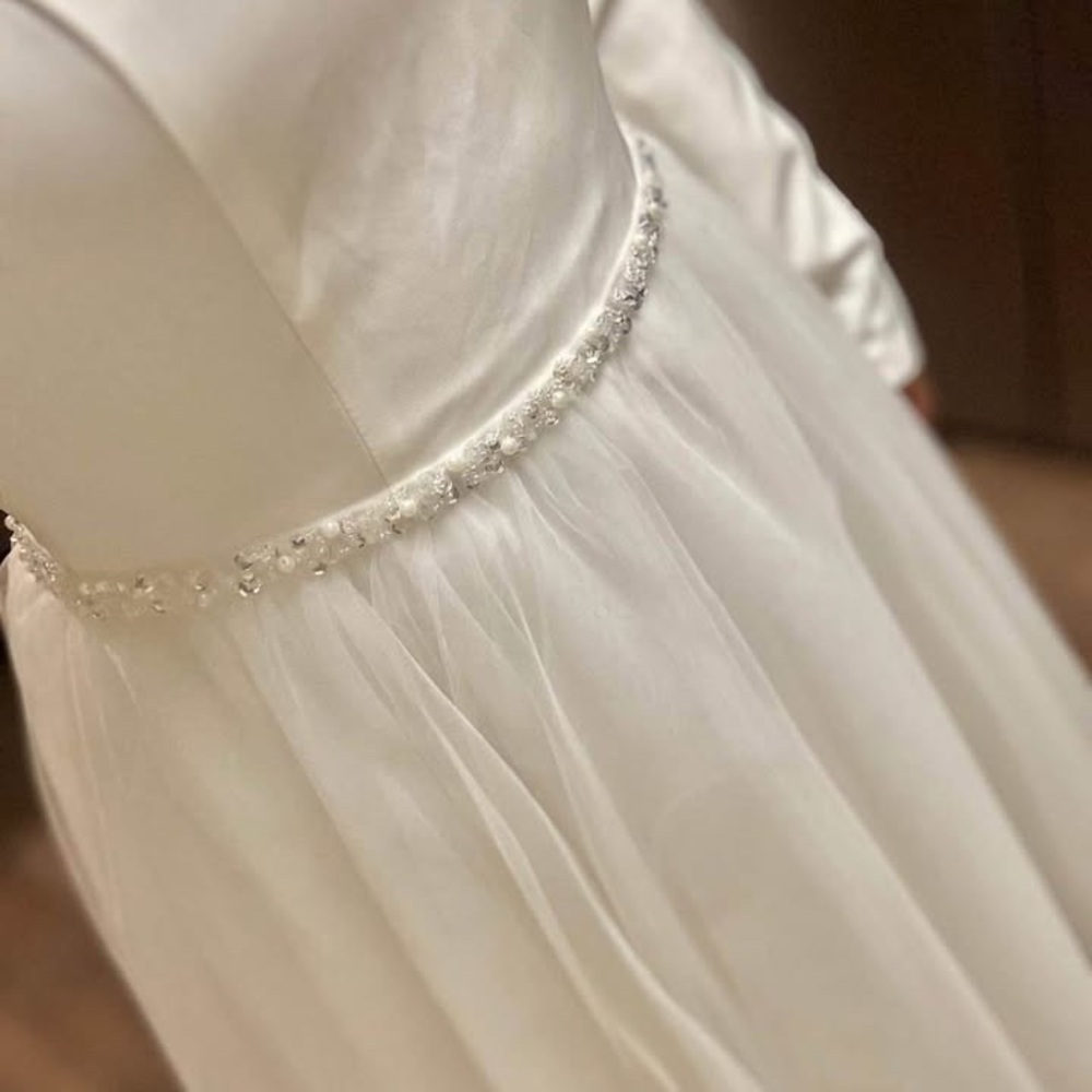 Wedding Dress with Pearl Accents Civil Wedding